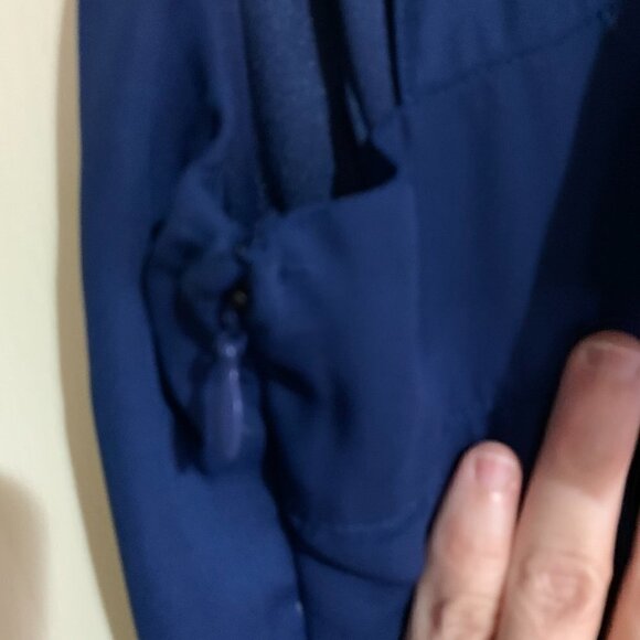 Embellished Blue Halter Knit Lined Sleeveless Keyhole back Midi Dress. Size XS - Picture 5 of 9